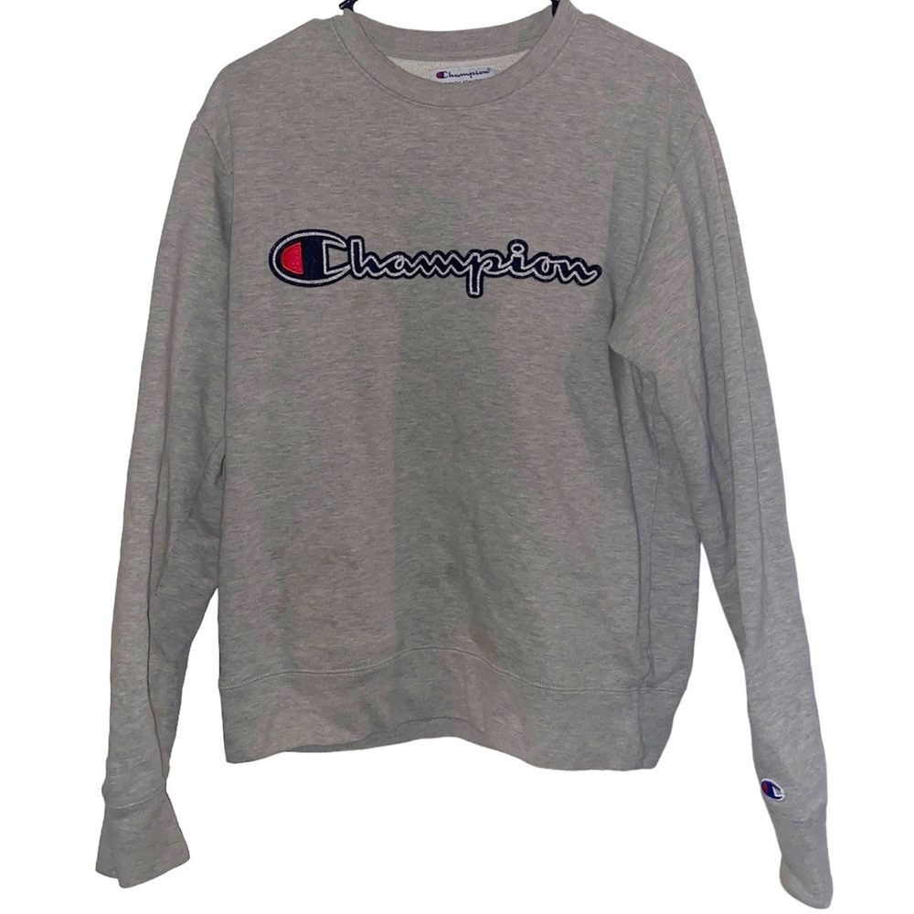 Champion Mens Size S Pullover Long Sleeve Crew Neck Sweatshirt Gray